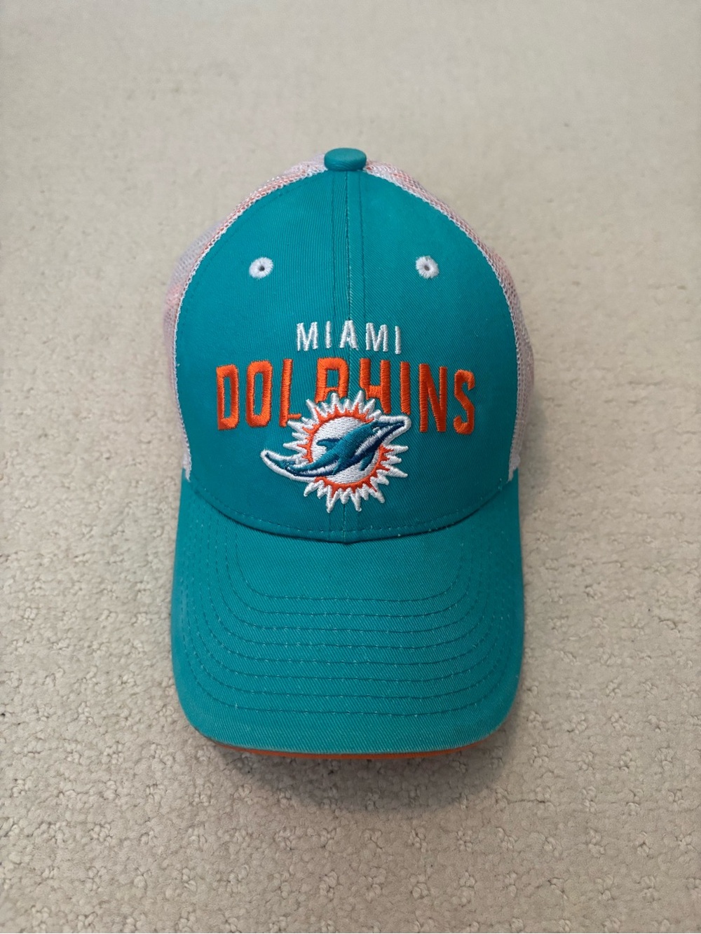 NFL Miami Dolphins Orange and White Mesh Team Apparel Youth Cap Trucker Hat